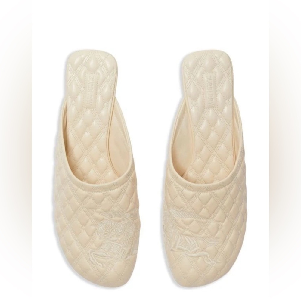 Burberry EKD Embroidered Quilted Mules New In Box